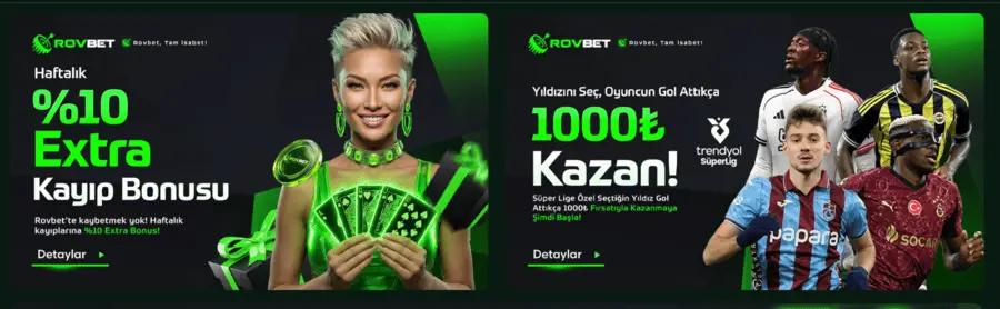 Rovbet bonusu %10 kayıp ve 1000₺ Süper Lig